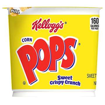 Kellogg's Corn Pops Cold Breakfast Cereal Cups, 8 Vitamins and Minerals, Kids Snacks, Original (12 Cups)