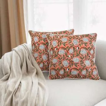 Trendy Ridhi Dark Salmon Pink Pillow Covers - 20x20 Inches