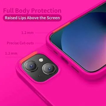 Cordking Designed for iPhone 13 Case, Designed for iPhone 14 Case, Silicone Ultra Slim Shockproof Protective Phone Case with [Soft Anti-Scratch Microfiber Lining], 6.1 inch, Hot Pink