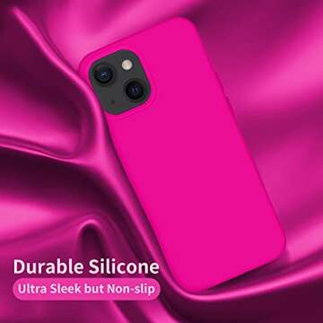 Cordking Designed for iPhone 13 Case, Designed for iPhone 14 Case, Silicone Ultra Slim Shockproof Protective Phone Case with [Soft Anti-Scratch Microfiber Lining], 6.1 inch, Hot Pink