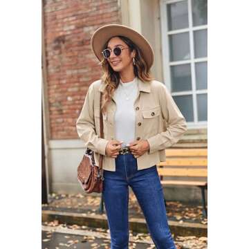 Zeagoo Shackets for Women 2025 Cropped Corduroy Button Down Winter Jacket Long Sleeve Crop Trendy Co...