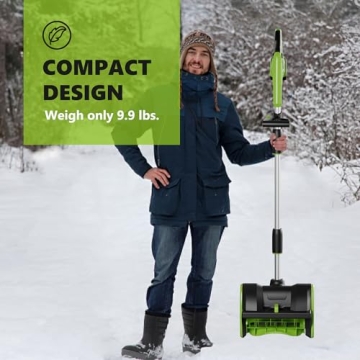 Vibekio 20V 12.2-Inch Cordless Snow Shovel, Battery Powered Snow Blower with Directional Plate, 20-Volt/4.0 Ah Lithium-ion Battery Pack, and Quick Charger Included