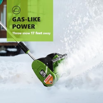 Vibekio 20V 12.2-Inch Cordless Snow Shovel, Battery Powered Snow Blower with Directional Plate, 20-Volt/4.0 Ah Lithium-ion Battery Pack, and Quick Charger Included