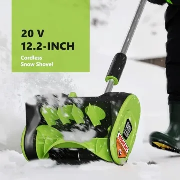 Vibekio 20V 12.2-Inch Cordless Snow Shovel, Battery Powered Snow Blower with Directional Plate, 20-Volt/4.0 Ah Lithium-ion Battery Pack, and Quick Charger Included