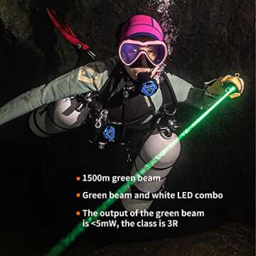 RAYVENGE 2-in-1 Scuba Diving Flashlight with Laser