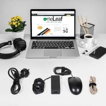 OneLeaf 80PCS Reusable Cable Ties, Black Adjustable 6-Inch Cord Organizer Ties, Multi-purpose Hook L...