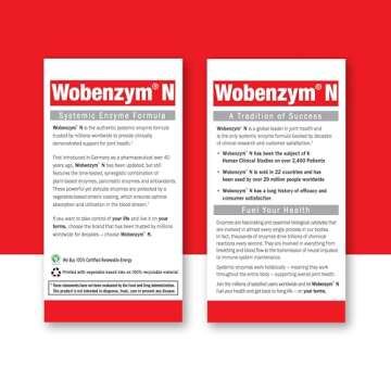 Garden of Life Joint Support Supplement - Wobenzym N Systemic Enzymes, 200 Tablets