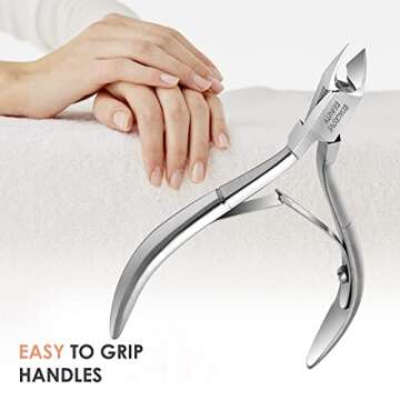 Professional Cuticle Cutter Stainless Steel Cuticle Nippers with Sharp Blades and Double Spring Cuticle Clippers - Nail Cuticle Trimmer Tool for Manicure & Pedicure Beauty at Home/Spa/Saloon (Silver)