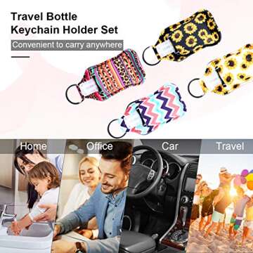 TCJJ Portable Travel Bottle Hand Sanitizer Keychain Holder, 1oz/30ml Flip Cap Leakproof Refillable Squeeze Bottles Containers for Lotion, Soap, Liquid, Essential Oil, Shampoo