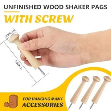 60 Pieces Wooden Shaker Peg Screw-on Pegs for Hanging and DIY Projects