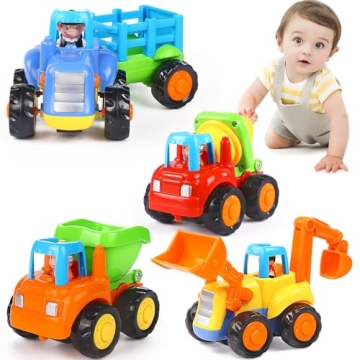 ORWINE Inertia Toy Early Educational Toddler Baby Toy Friction Powered Cars Push and Go Cars Tractor...