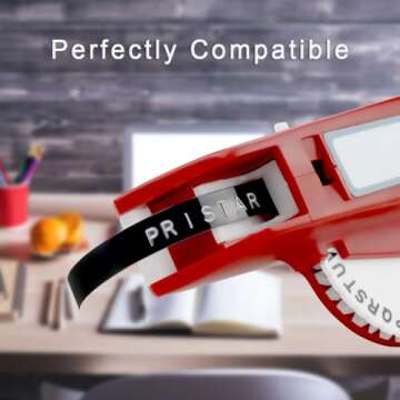 Pristar 3D Embossing Tape 9mm Self-Adhesive Compatible for Dymo Embossing Label Maker Omega DYM12966 Organizer Xpress Pro, White on Black/Silver/Clear/Gold/Champagne Gold, 3/8 in x 9.8 ft, 10-Pack