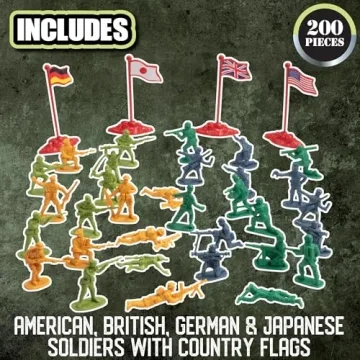 World War II Toy Soldiers Set – 200pc Action Figures & Flags