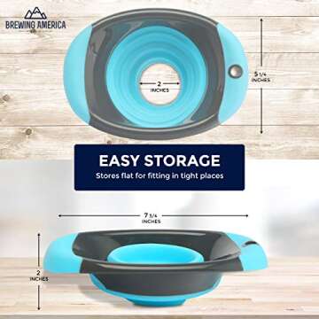 Kitchen Canning Funnel – Collapsible Silicone Food Funnel for Wide Mouth and Regular Mason Jars – Flexible Use for Coffee, Liquid, Jam, Cooking, Baking, Crafts - Teal/Gray