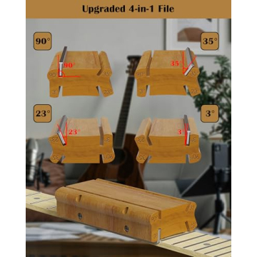 3/23/35/90 Degree Fret End Dressing, 4 in 1 Fret File-Guitar Bass Fret Beveling File Tool, Professional Luthier File for Crowning, Shaping and Deburring Frets