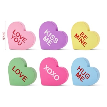Valentine's Day Wooden Candy Heart Signs - 6 Pcs Set