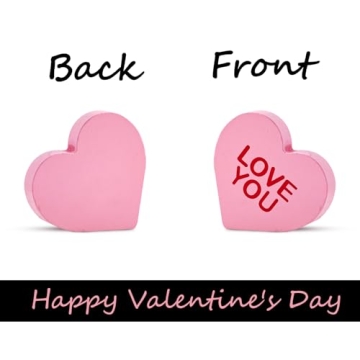 Valentine's Day Wooden Candy Heart Signs - 6 Pcs Set