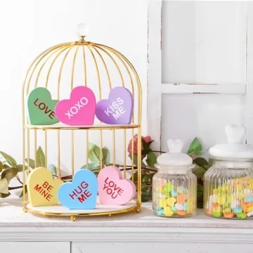 Valentine's Day Wooden Candy Heart Signs - 6 Pcs Set