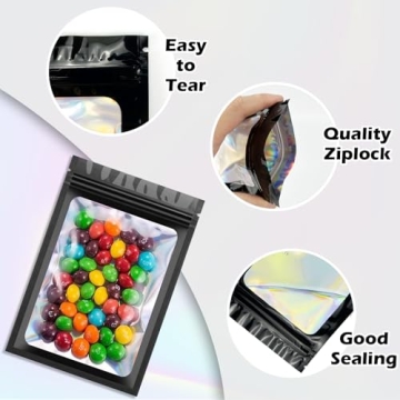 300 Pcs Holographic Mylar Bags for Food Packaging