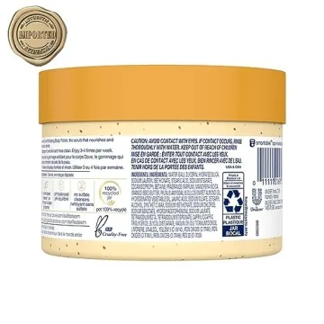Dove Scrub Crushed Almond & Mango Butter For Silky Smooth Skin Body Scrub Exfoliates & Restores Skin's Natural Nutrients 10.5 oz