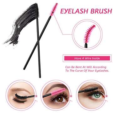 263 Pcs Makeup Applicators Tools Kit, 50 Disposable Eyeliner Brushes 112 Mascara Wands Eyelash Brush 100 Lipstick Applicators Lip Wands with Plastic Box Gifts for Women