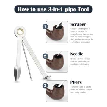 Joyoldelf Pipe Set, Short Handle Curved Pipe with Foldable Pipe Stand Holder, Beginner Pipe Kit with...