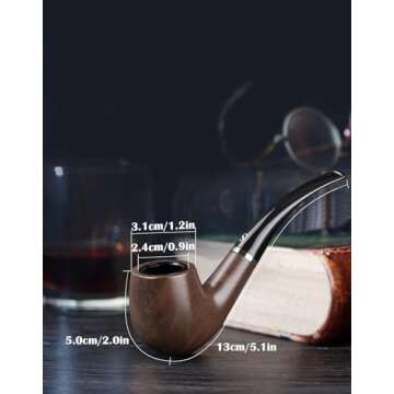 Joyoldelf Pipe Set, Short Handle Curved Pipe with Foldable Pipe Stand Holder, Beginner Pipe Kit with Gift Box and Accessories