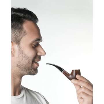 Joyoldelf Pipe Set, Short Handle Curved Pipe with Foldable Pipe Stand Holder, Beginner Pipe Kit with Gift Box and Accessories