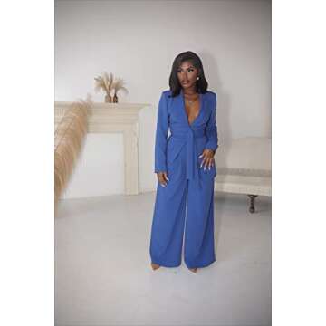 The Drop Women's Sodalite Blue Belted Blazer by @idesign8, 2X, Plus Size