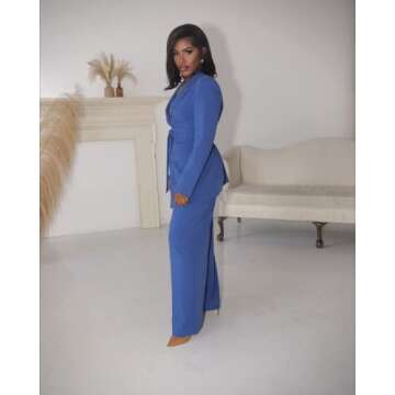 The Drop Women's Sodalite Blue Belted Blazer by @idesign8, 2X, Plus Size