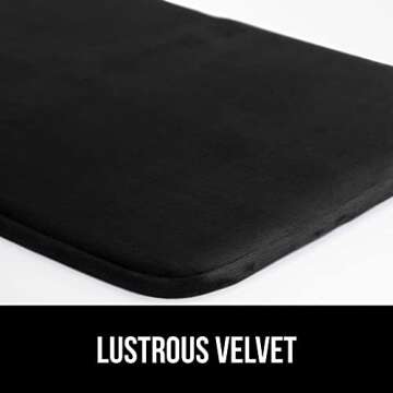Gorilla Grip Thick Memory Foam Bath Rugs, Soft Absorbent Velvet Bathroom Mats, Durable Dots on Underside, Machine Washable Bathmat, Carpet Rug Room Decor for Shower Floor, 24x17 Mat, Black