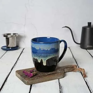 Bosmarlin 16 Oz Ceramic Tea Cup with Infuser and Lid