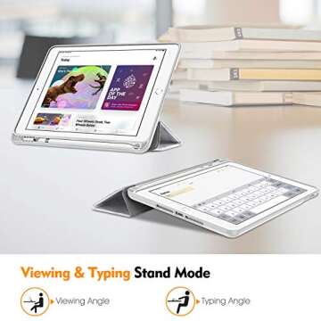 Fintie SlimShell Case for iPad 6th / 5th Generation (2018/2017), iPad Air 2 / Air 1 (9.7 Inch) - [Built-in Pencil Holder] Soft TPU Back Cover with Auto Wake Sleep, Marble White