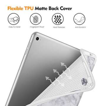 Fintie SlimShell Case for iPad 6th / 5th Generation (2018/2017), iPad Air 2 / Air 1 (9.7 Inch) - [Built-in Pencil Holder] Soft TPU Back Cover with Auto Wake Sleep, Marble White