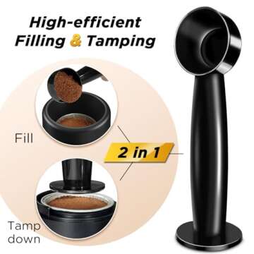 CAPMESSO Reusable Vertuo Pod Refill Kit, Faster Seal Reusable Nespresso Vertuo Pods with Fill & Press Brush,100pcs Aluminum Foil Lids for Refillable Nespresso Pods Vertuo