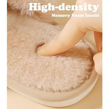 Ankis Women Slippers Camel Fluffy Slippers Memory Foam, Cross Band Furry Open Toe Slippers Cozy Plush Home Shoes Indoor Outdoor Anti-Slide Slipper
