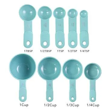 KitchenAid 9-Piece Measuring Cups and Spoons, Set of 9, Aqua Sky