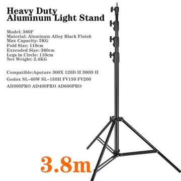 Godox 149 Inches Heavy Duty Aluminum Photography Light Tripod Stand for Aputure Ls60W 300D II Godox ...