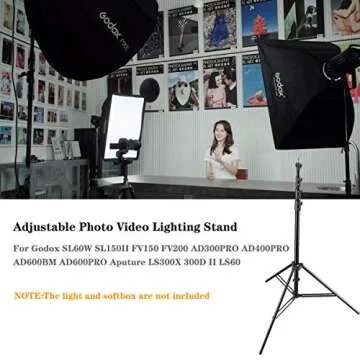 Godox 149 Inches Heavy Duty Aluminum Photography Light Tripod Stand for Aputure Ls60W 300D II Godox SL-60W SL-150II FV150 FV200 AD300PRO AD400PRO Studio Photography Lighting