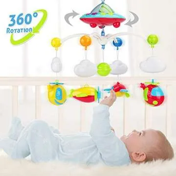 Baby Musical Crib Mobile with Remote Control & Projector