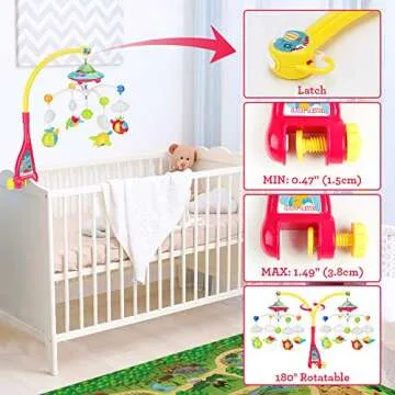 Baby Musical Crib Mobile with Remote Control & Projector