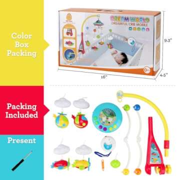 Baby Musical Crib Mobile with Remote Control & Projector