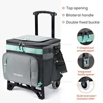 TOURIT Insulated Rolling Cooler with 4 Ice Packs