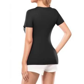 MANGOPOP Women's Deep V Neck Slim Fit T Shirt Perfect for Every Occasion