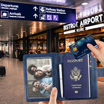 RSAquar Passport Holder for Women and Men, Premium PU Leather Travel Passport Wallet RFID Blocking P...
