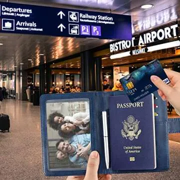 RSAquar Passport Holder for Women and Men, Premium PU Leather Travel Passport Wallet RFID Blocking P...