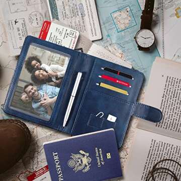 RSAquar Premium Travel Passport Holder with RFID Protection