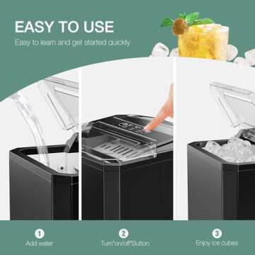 SMUG Countertop Ice Maker,9 Cubes in 6 Mins,26lbs in 24Hrs,2 Sizes of Bullet Ice,Auto-Cleaning,Porta...