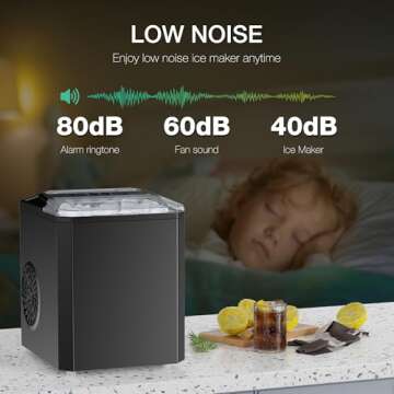 SMUG Countertop Ice Maker,9 Cubes in 6 Mins,26lbs in 24Hrs,2 Sizes of Bullet Ice,Auto-Cleaning,Portable Ice Machine with Handle,Basket and Scoop for Home Kitchen,Party and Camping(Elegant Black)