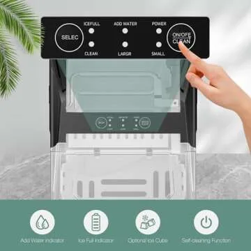 SMUG Countertop Ice Maker,9 Cubes in 6 Mins,26lbs in 24Hrs,2 Sizes of Bullet Ice,Auto-Cleaning,Portable Ice Machine with Handle,Basket and Scoop for Home Kitchen,Party and Camping(Elegant Black)